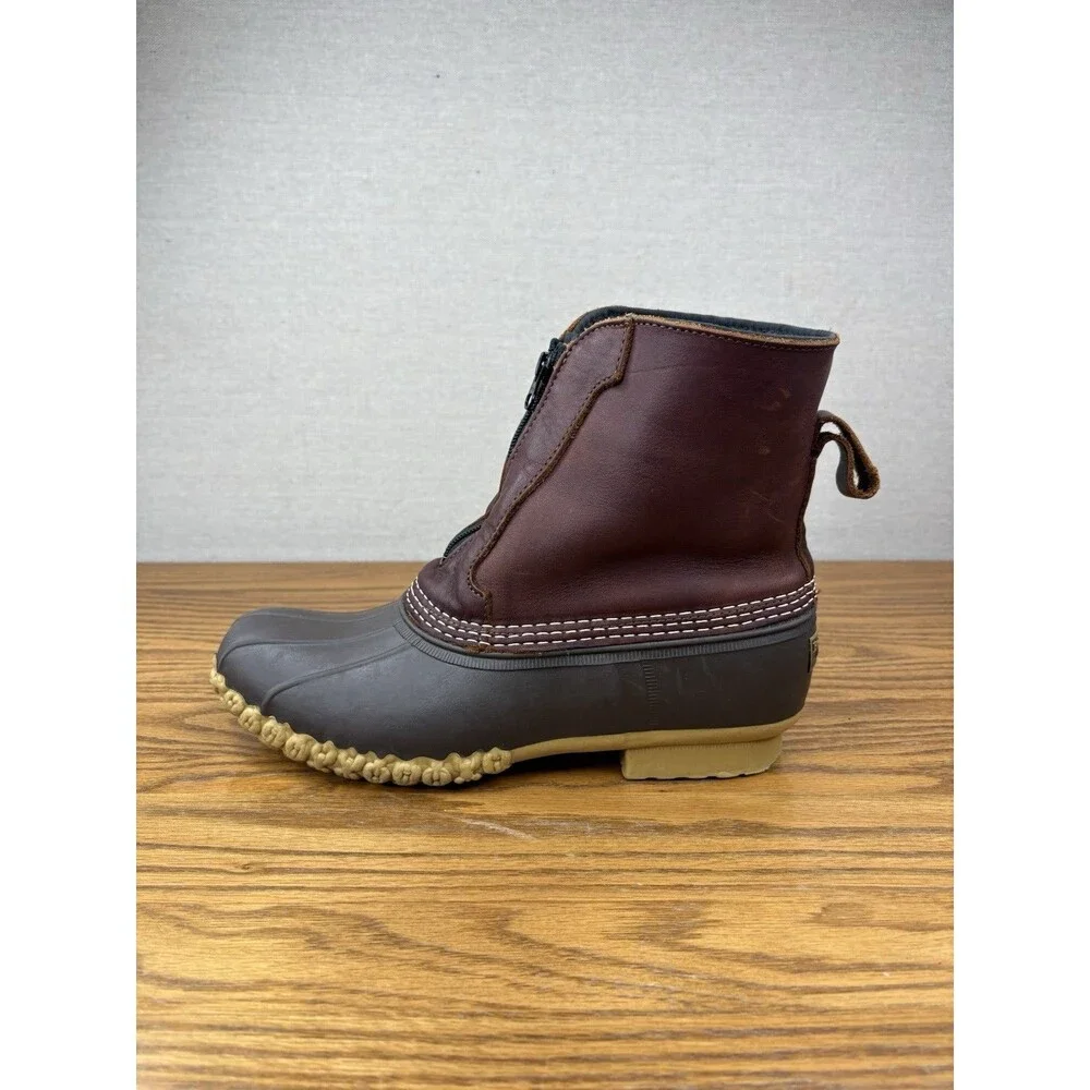 LL Bean Front Zip Duck Boots Mens 9 D Fleece Lined Buffalo Plaid Insulated USA